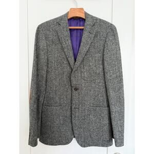 Mint Epaulet Southwick Sport Coat Grey, Black White Harris Tweed Blazer 37R